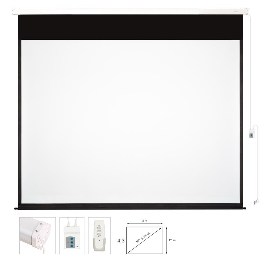 Fonestar PPEL-43100-BA - Elektryczny ekran projekcyjny 4:3, 100\