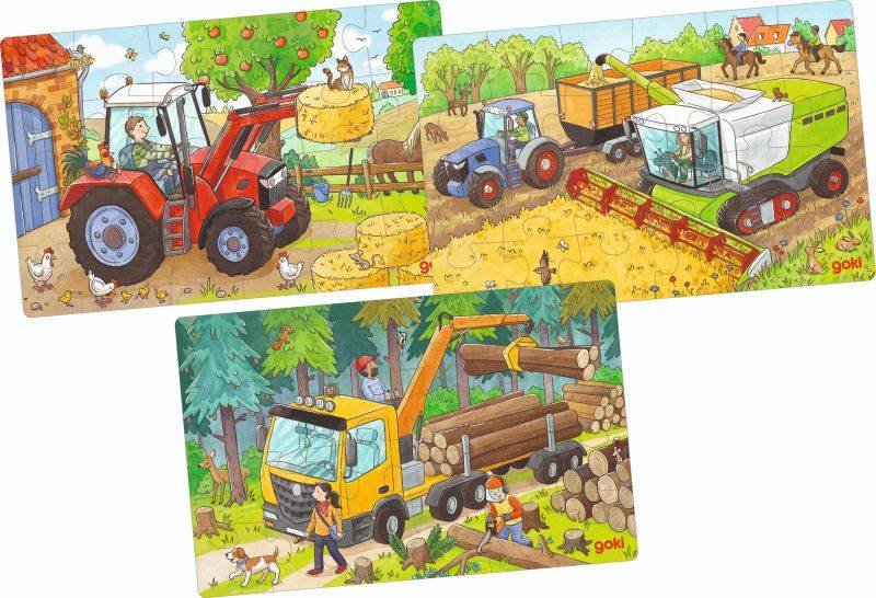 Puzzles Fahrzeuge: 27,5 x 17,5 x 0,3 cm, Holz, 24-teilig, 3 Motive, per Set