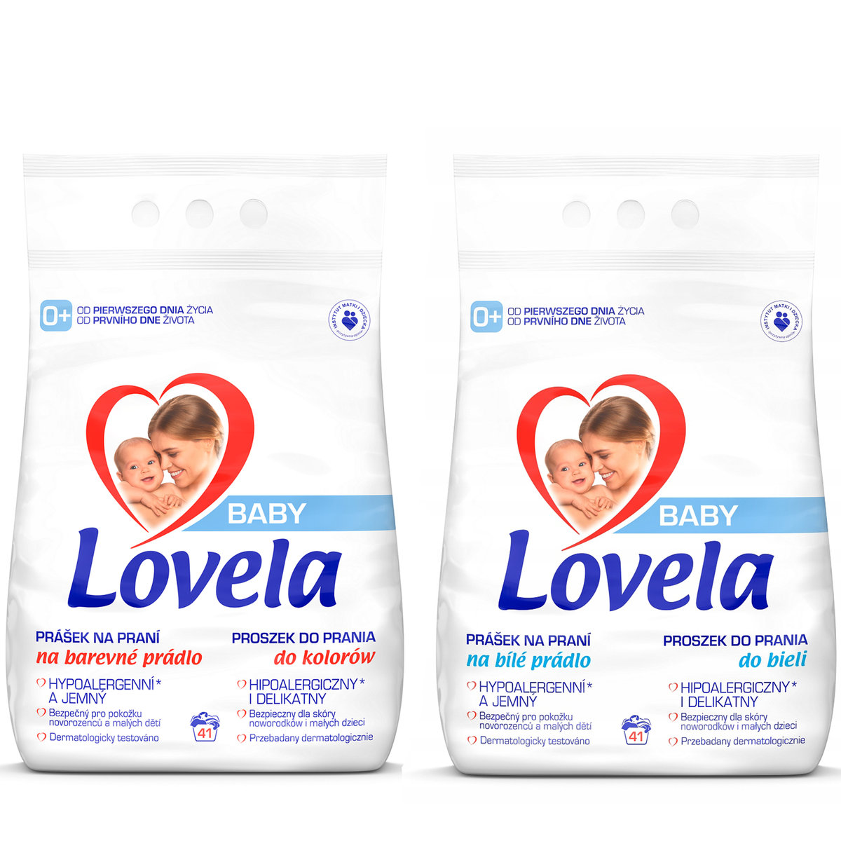 Zestaw 2x LOVELA Baby Hipoalergiczny proszek do prania białego i koloru dla całej rodziny 2x 4,1 kg