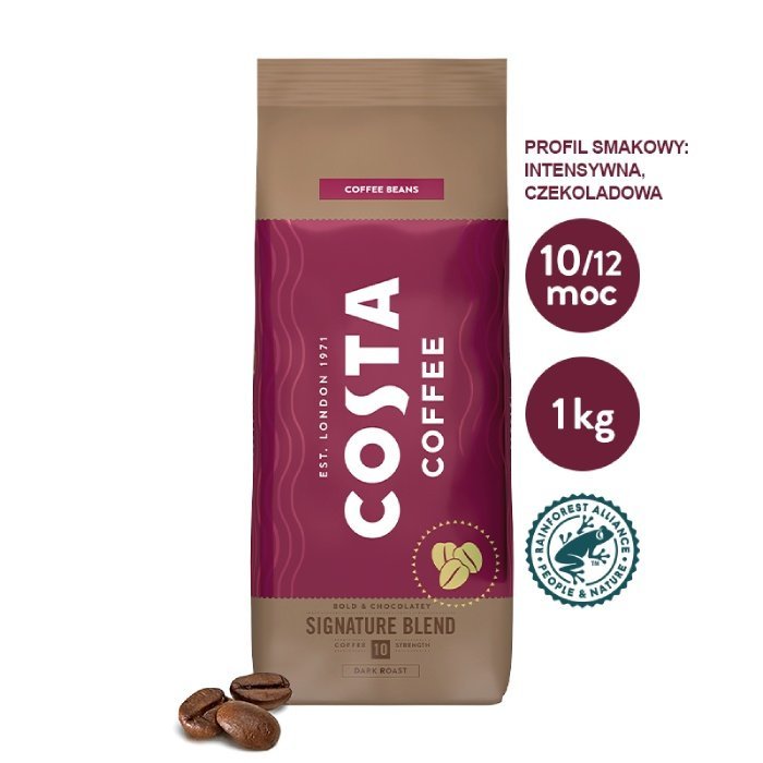 Kawa ziarnista Costa Coffee Signature Blend Dark Roast 1kg + PREZENT zakładka do książki