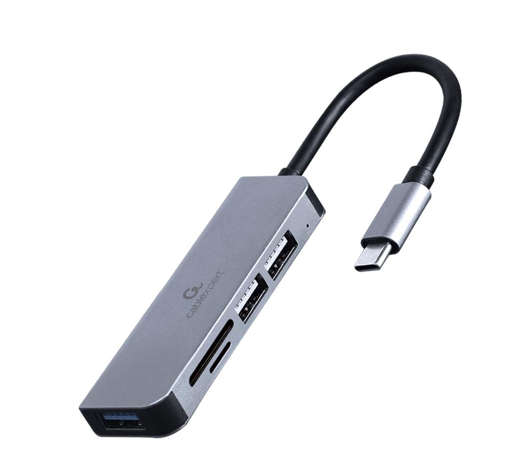 GEMBIRD Adapter 3-portowy HUB USB typu C USB3.1 + USB 2.0 z czytnikiem kart