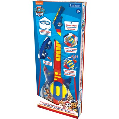 LEXIBOOK Lexibook K260PA Psi Patrol Chase elektroniczne oświetlenie gitara z mikrofonem, okulary z mikrofonem, piosenki demo, 2 tryby gry, wtyczka MP3, niebieska/czerwona K260PA