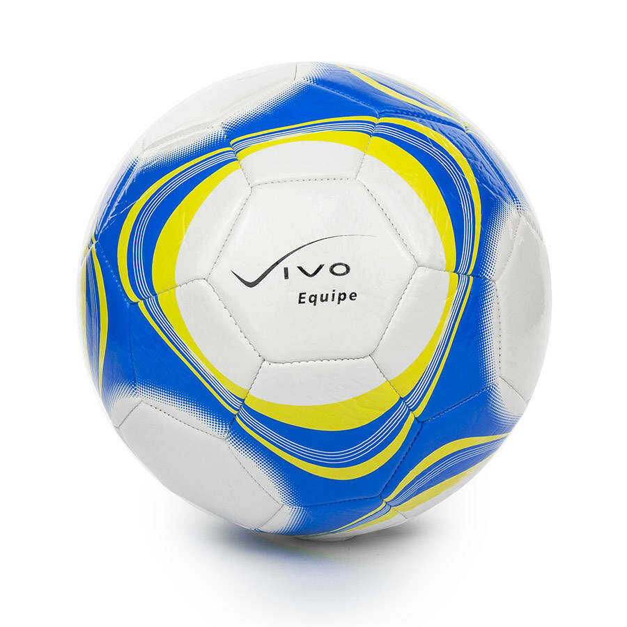 Piłka nożna Vivo Equipe biało-żółto-niebieska, rozmiar 5