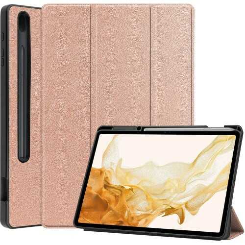 Bizon Etui Case Tab Lizard do Samsung Galaxy Tab S8 Plus / S7 Plus, różowozłote