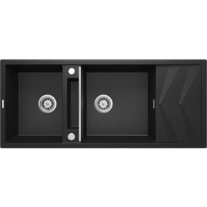 Deante Magnetic Zlewozmywak granitowy dwukomorowy 116x50 cm grafit metalik ZRMG213