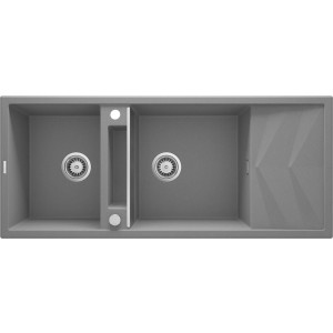 Deante Magnetic Zlewozmywak granitowy dwukomorowy 116x50 cm szary metalik ZRMS213