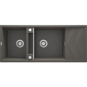 Deante Magnetic Zlewozmywak granitowy dwukomorowy 116x50 cm antracyt metalik ZRMT213