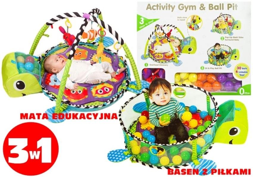 Lean Toys Mata edukacyjna Żółw 3w1 + piłki