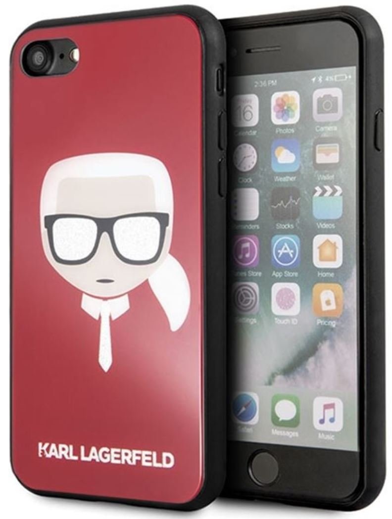 Karl Lagerfeld Karl's Head Double Layers Glitter Case - Etui iPhone 8 / 7 (Red)