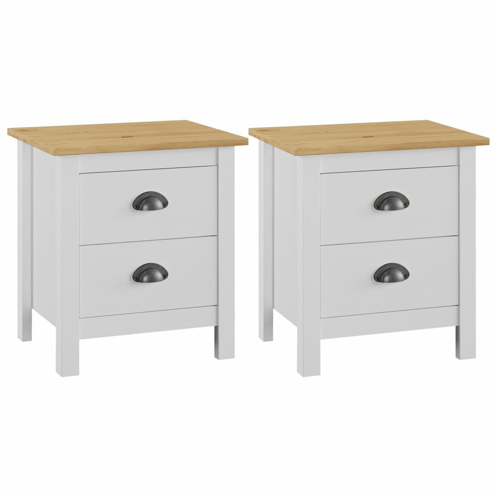 Vida Szafki nocne 2 szt. białe 46x35x49,5 cm lite drewno sosnowe V-288910