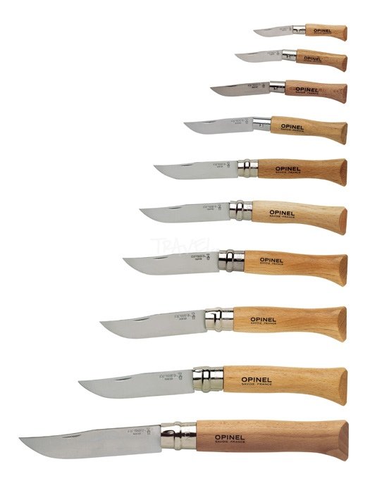 Opinel Walizka  drewno z 10 nożami (No. 2  12), ze stali nierdzewnej 001311