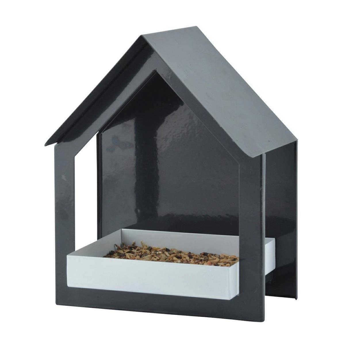Karmnik Budka Dla Ptaków Ścienna Stal Szara 23Cm