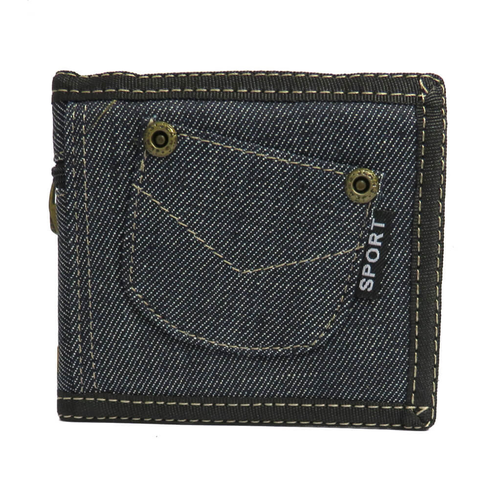 Portfel Młodzieżowy Sportowy Jeans Czarny