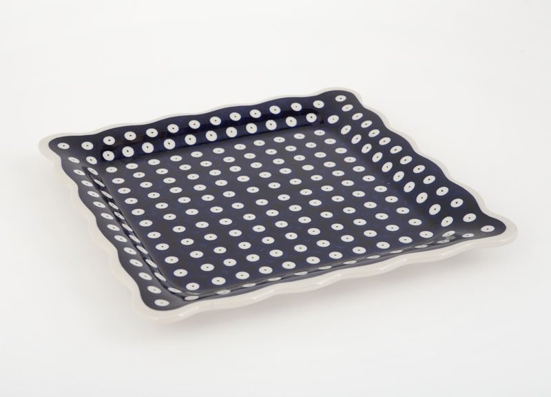 Bolesławiec Talerz kwadratowy 24cm Kropki 42 124099