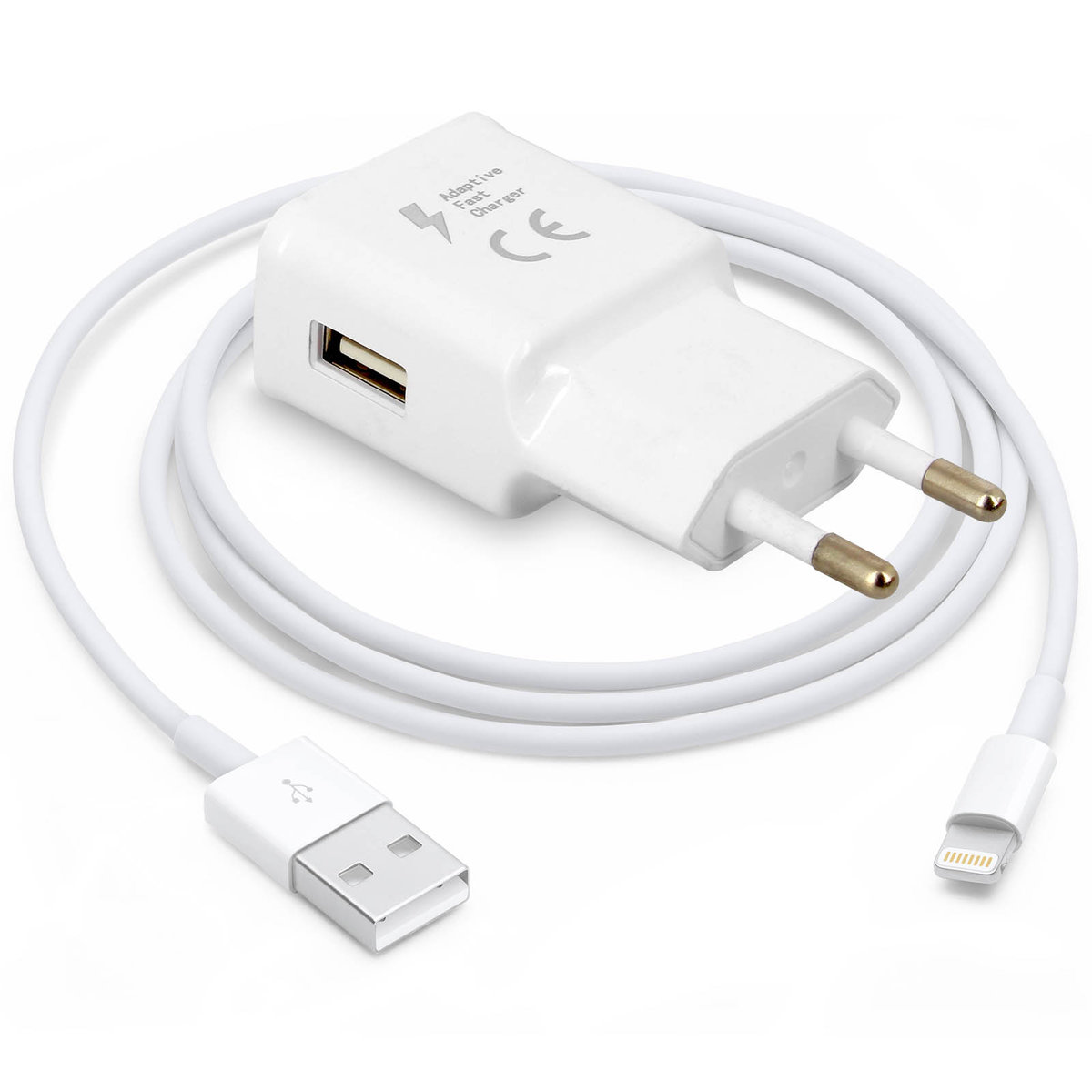 Ładowarka ścienna USB 1,5 A i kabel Lightning do szybkiego ładowania iPhone'a / iPada - biała