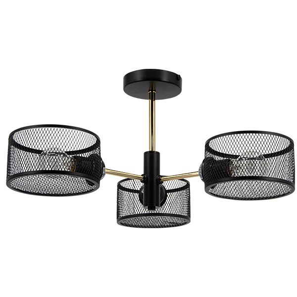 Druciana lampa sufitowa ELM1097/3 BL TR nad łóżko czarna złota