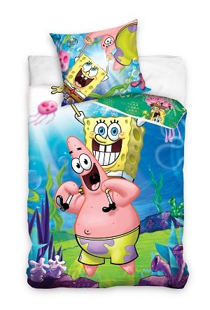 Pościel bawełniana 140x200cm SPONGEBOB i PATRYK