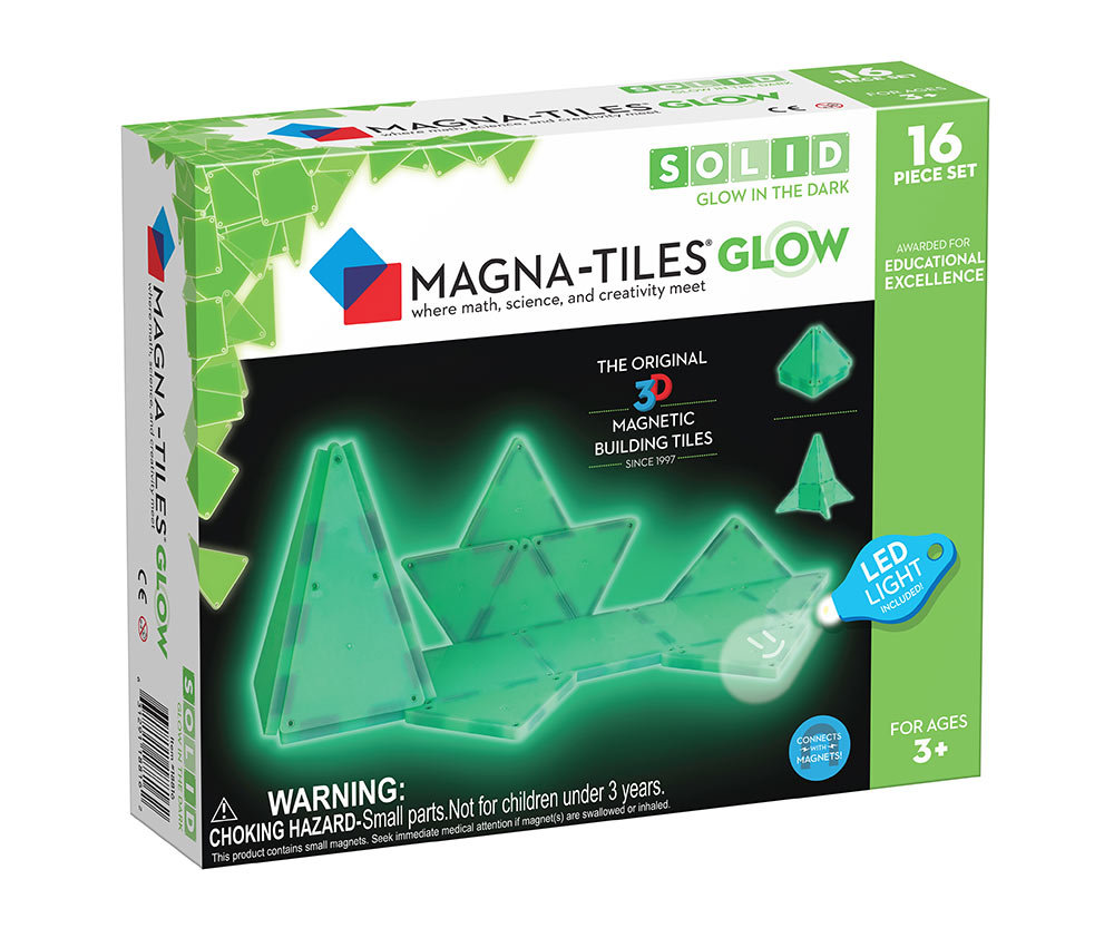 klocki magnetyczne świecące w ciemności Glow in the Dark 16 elementów Magna Tiles
