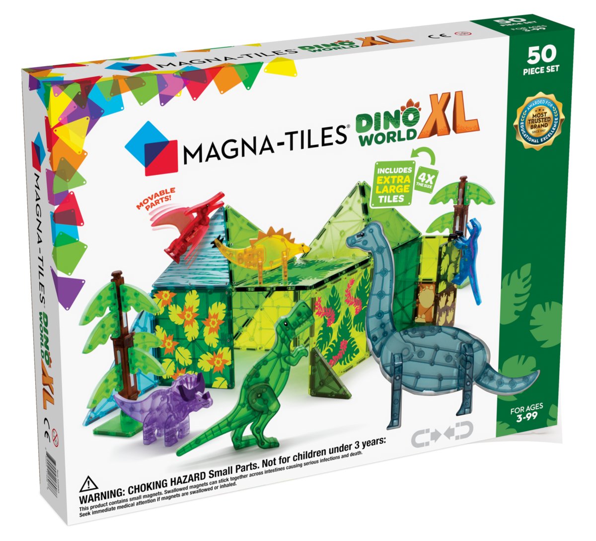 klocki magnetyczne Dino World XL 50 elementów Magna Tiles