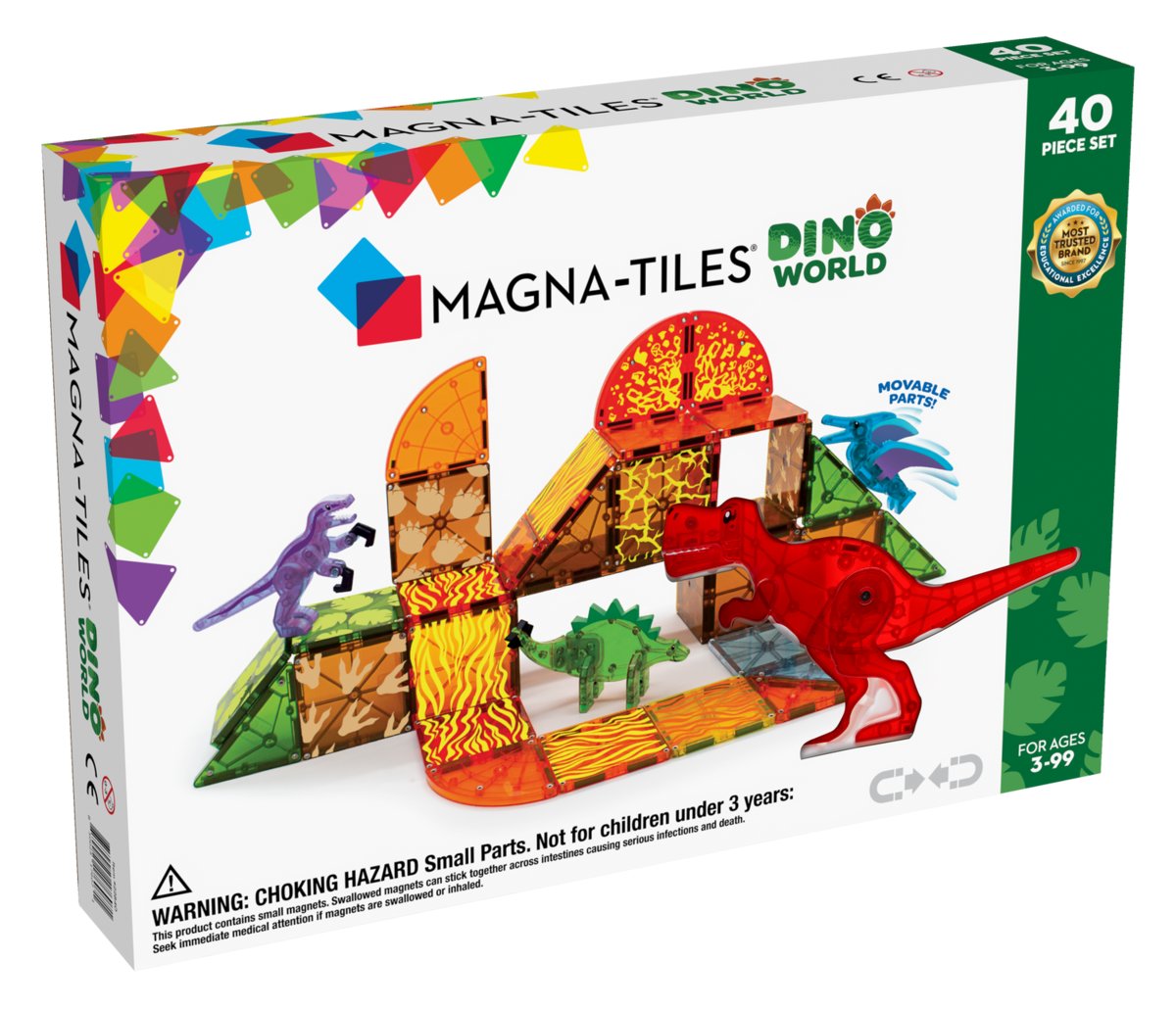 klocki magnetyczne Dino World 40 elementów Magna Tiles