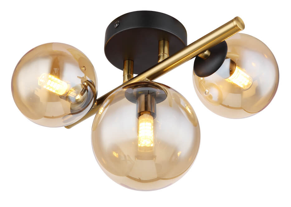Globo Riha 56135-3W plafon lampa sufitowa 3x3,5W G9 LED 3000K złoty/bursztynowy