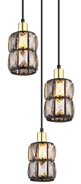Globo Wolli 15761-3B lampa wisząca zwis 3x40W E14 czarna/dymiona
