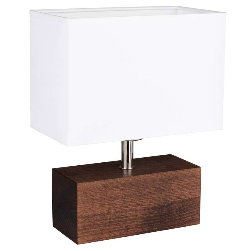 Spotlight Stojąca LAMPA stołowa THEO 7462176 abażurowa LAMPKA biurkowa ekologiczna drewniana orzech biała 7462176