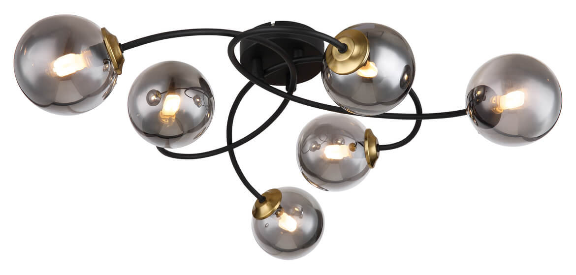 Globo Jorge 56136-6D plafon lampa sufitowa 6x28W G9 dymiony/czarny