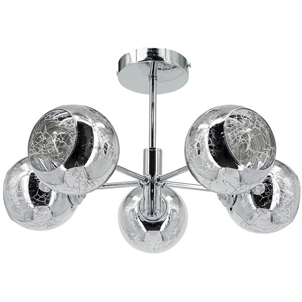 Nowoczesna lampa sufitowa ELM2209/5 8C nad łóżko kule chrom