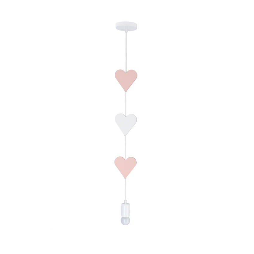 Wisząca lampa drewniana Hearts serduszka białe różowe