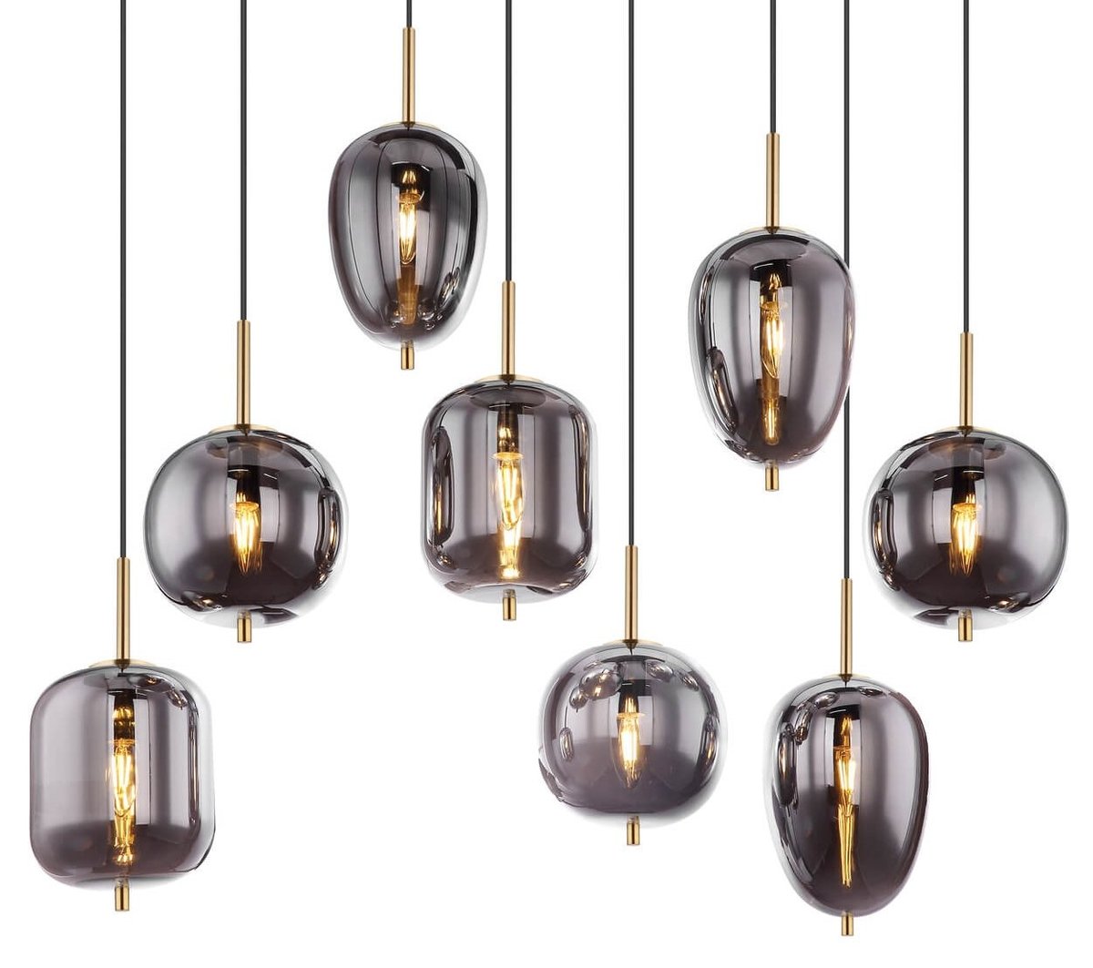 Globo Blacky 15345-8MM lampa wisząca zwis 8x40W E14 dymiona/mosiądz