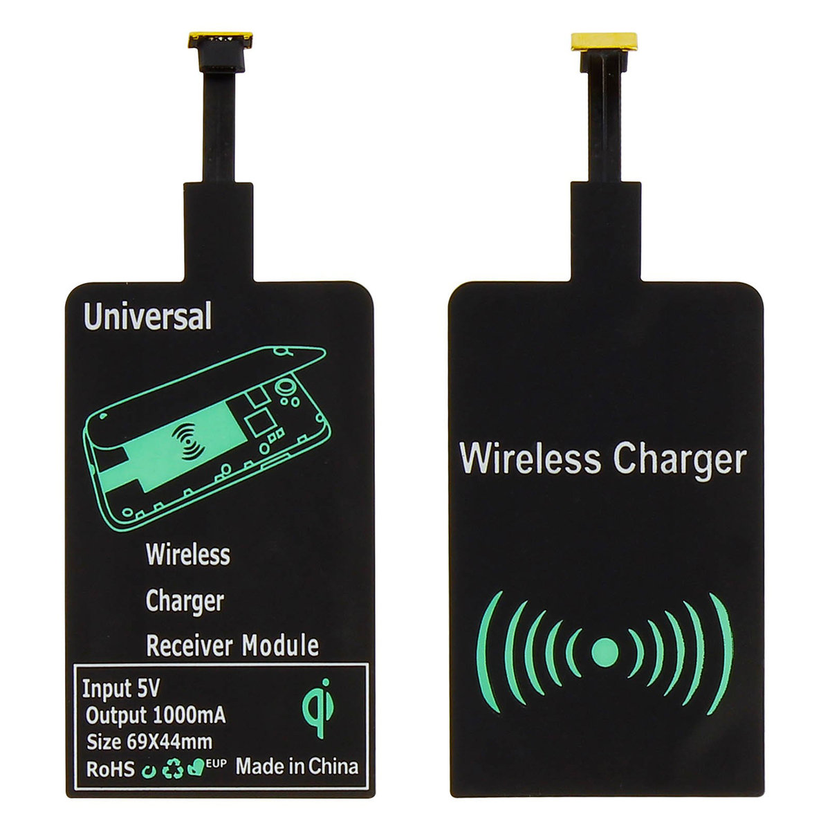 Zestaw ładowarki Qi i bezprzewodowy odbiornik ładowania Micro-USB — czarny
