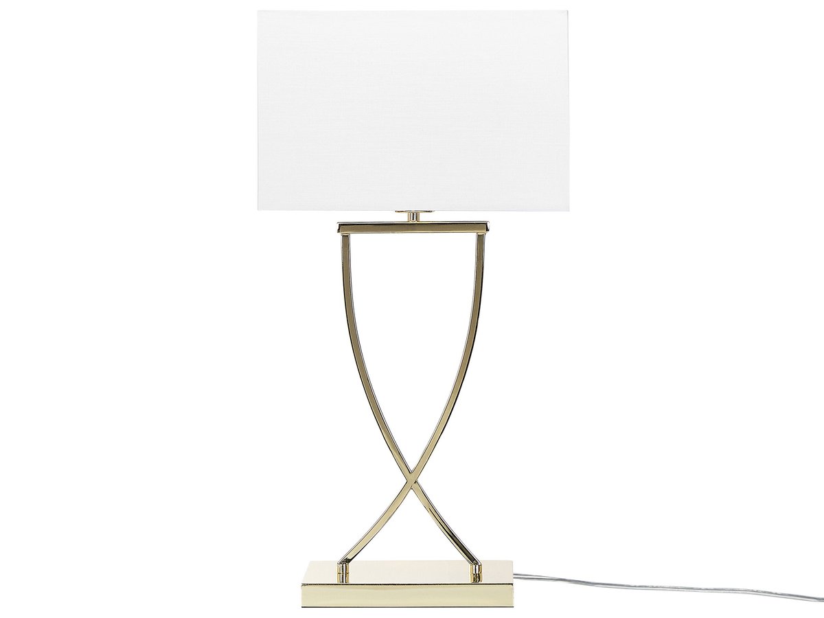 Lampa Stołowa Metalowa Złota Z Białym Yasuni