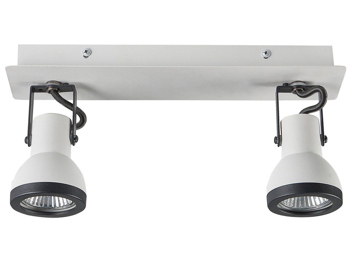 Lampa Sufitowa 2-punktowa Prostokątna Metalowa Biała Z Czarnym Baro!