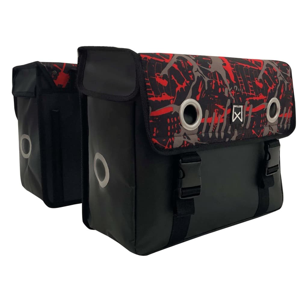 Sakwy rowerowe Fire, 30 L, materiał plandekowy, czerwono-czarne Lumarko!