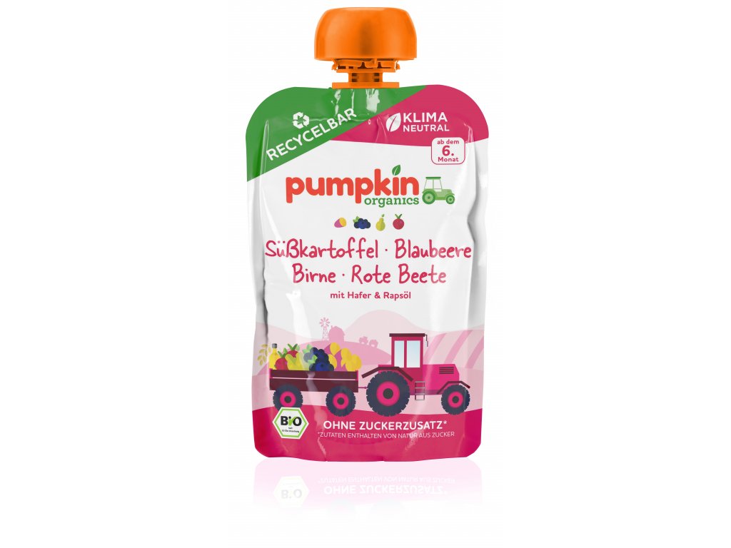 Pumpkin Organics - Warzywne puree z batatów, buraków, jagód i owsa BIO, 100 g