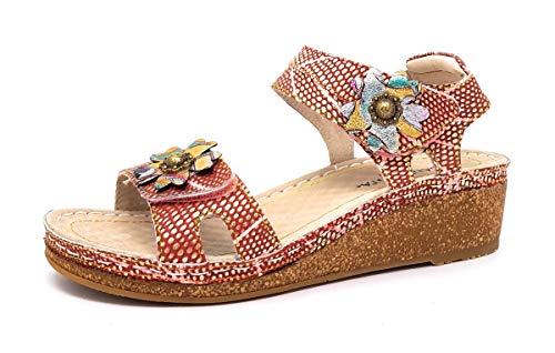 Laura Vita Facraho 01 Peeptoe sandały damskie, Czerwony róż, 36 EU
