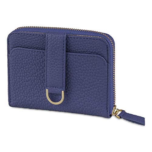 Vaultskin BELGRAVIA damski portfel z zamkiem błyskawicznym wokół małego portfela RFID, Matowy niebieski, Jeden rozmiar, Minimalistyczny