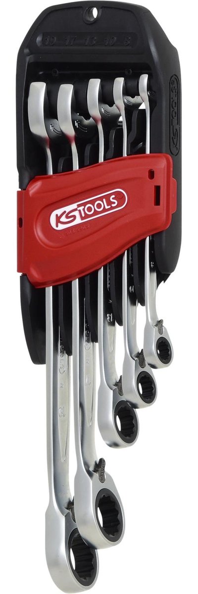KS Tools 503.5905 grzechotka zestaw kluczy płasko-oczkowych, 5-częściowy, z funkcją maulratschen, R/L 503.5905
