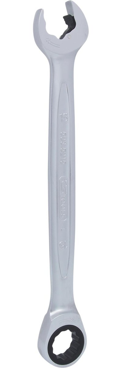 KS Tools 503.5215 zapadkowy klucz płasko oczkowy z funkcją maulratschen, 15 MM 503.5215