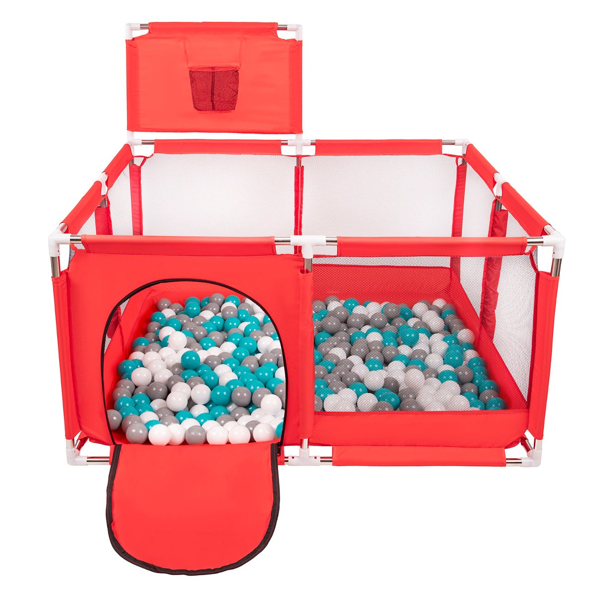 Selonis Boisko KK-100X z piłeczkami 6cm czerwony: szary-biały-turkus 125x125x105/900piłek