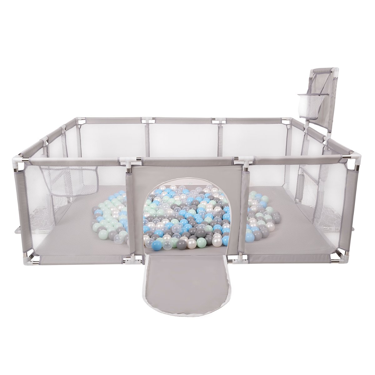 Selonis Boisko BO-100X z piłeczkami 6cm szary: perła-szary-transparent-babyblue-mięta 180x122x62/200piłek