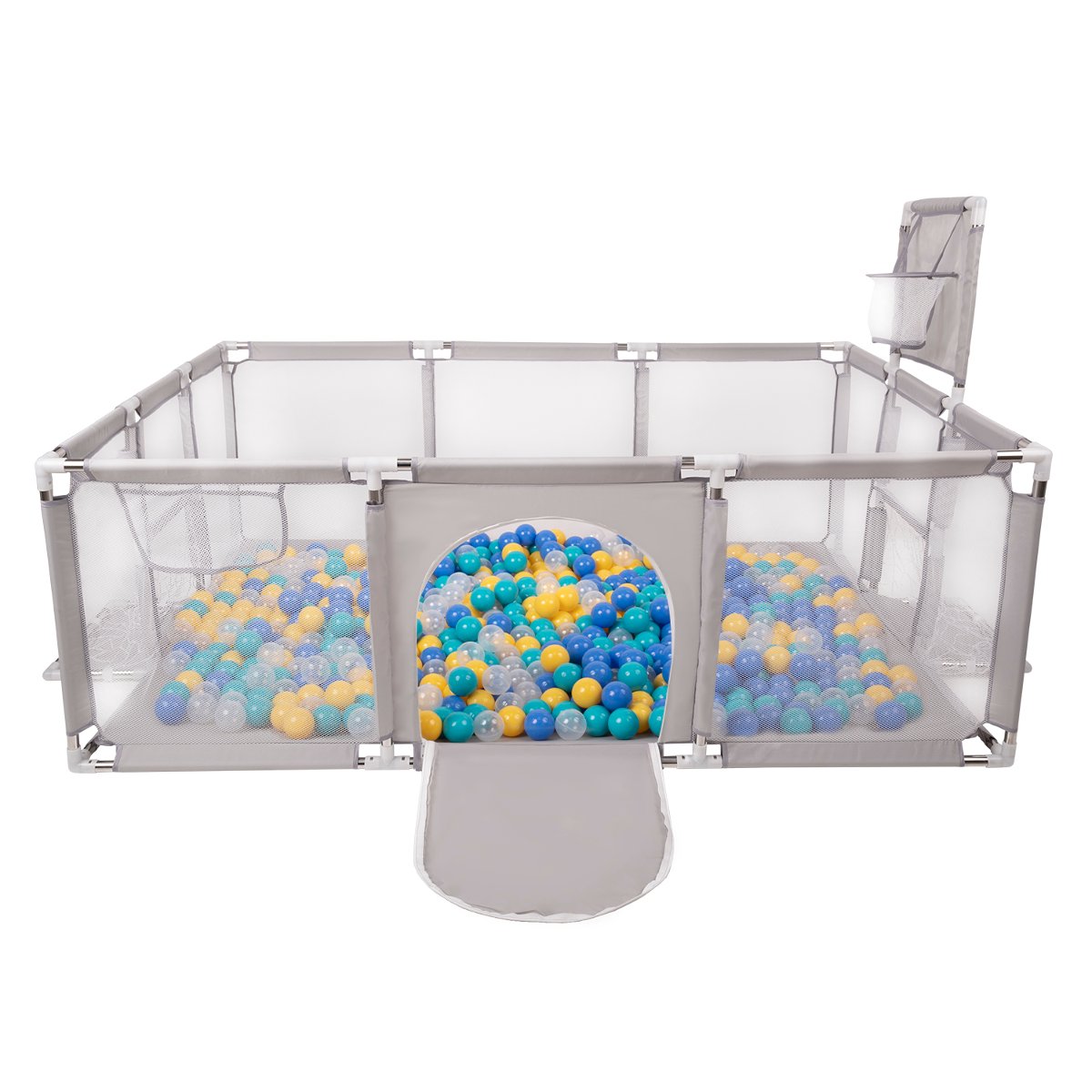 Selonis Boisko BO-100X z piłeczkami 6cm szary: turkus-niebieski-żółty-transparent 180x122x62/900piłek
