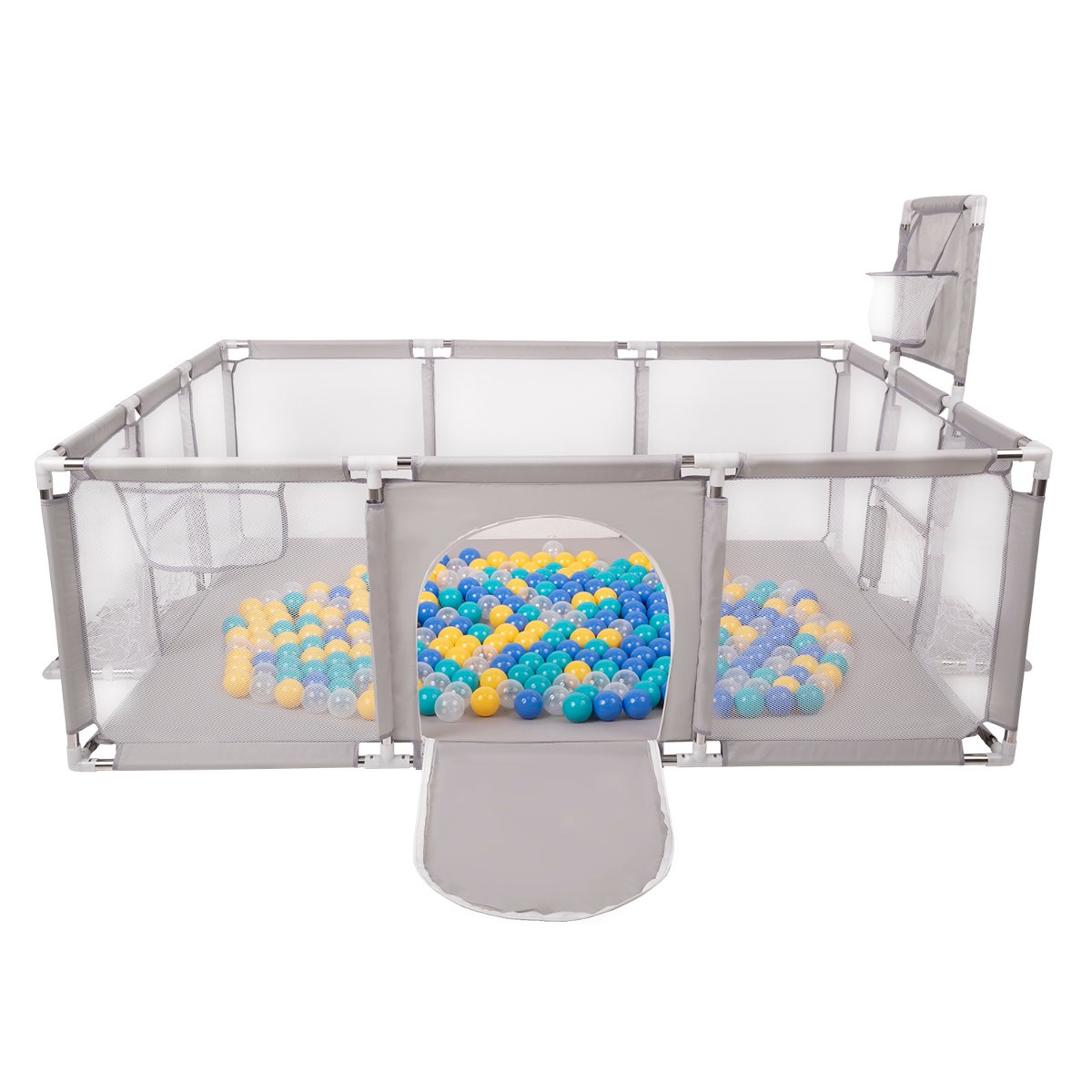 Selonis Boisko BO-100X z piłeczkami 6cm szary: turkus-niebieski-żółty-transparent 180x122x62/200piłek