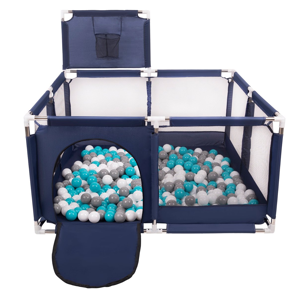 Selonis Boisko KK-100X z piłeczkami 6cm niebieski: szary-biały-turkus 125x125x105/100piłek