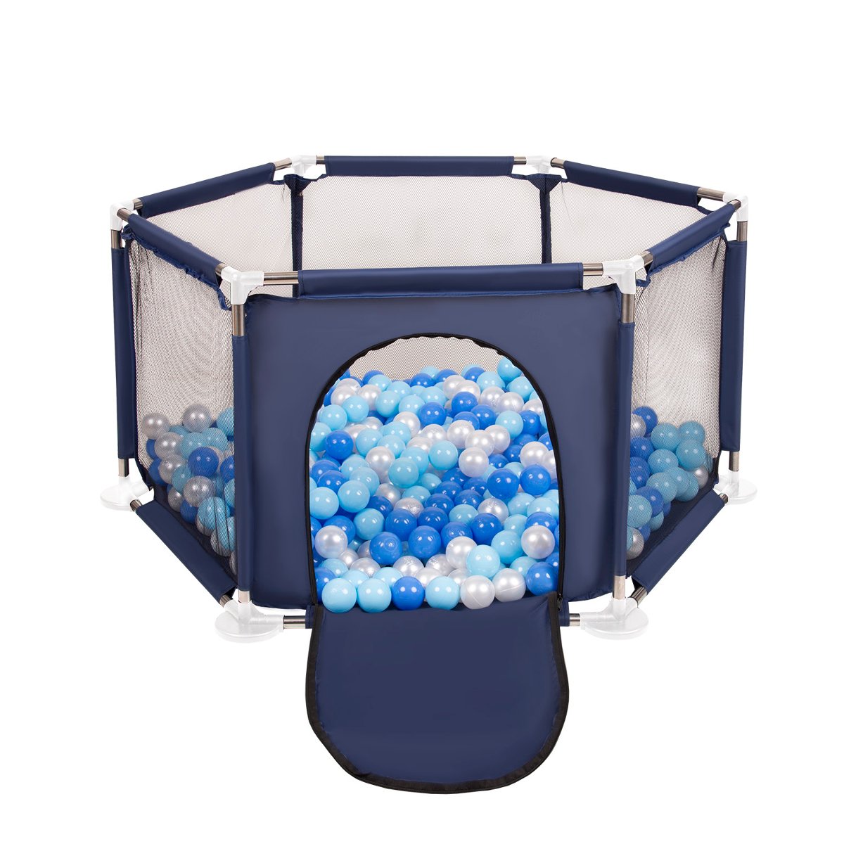 Selonis Sześciokąt składany KS-100X z piłeczkami 6cm niebieski: babyblue-niebieski-perła 63x64/900piłek