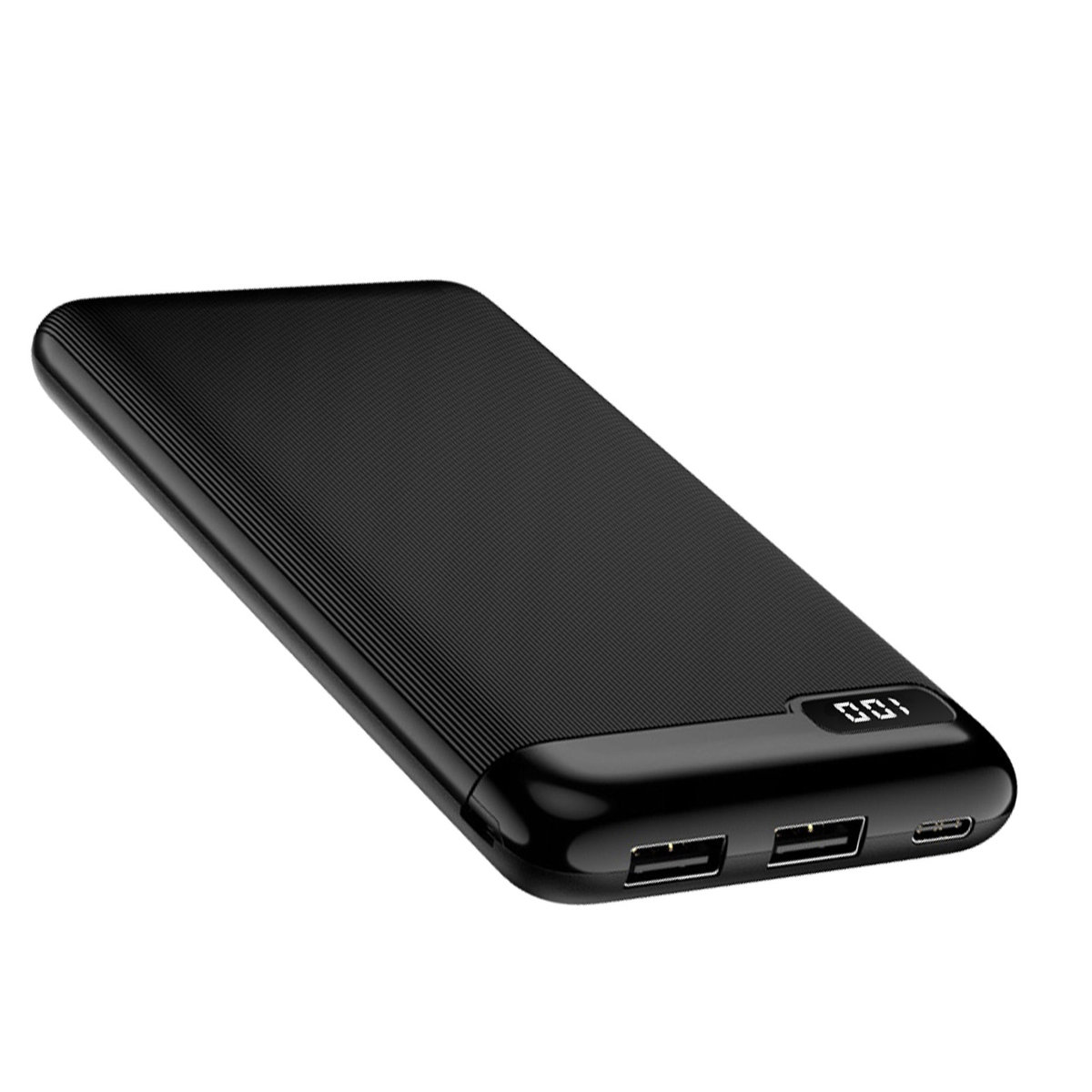 Powerbank 10000mAh 2 wyjścia USB Cyfrowy ekran LCD Setty czarny