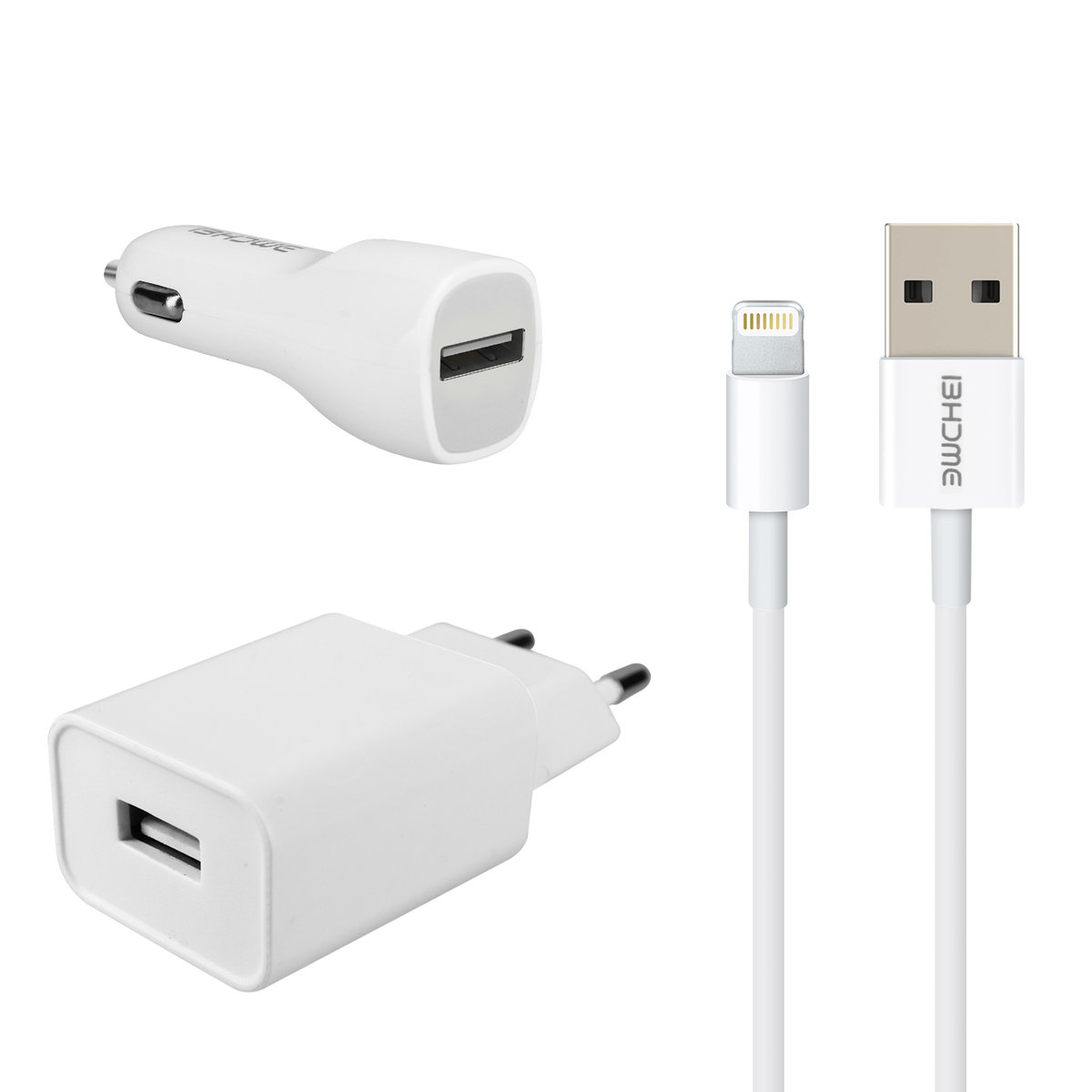 Ładowarka samochodowa 2.1A Ładowarka samochodowa 2.1A Kabel Lightning 1m - Biały