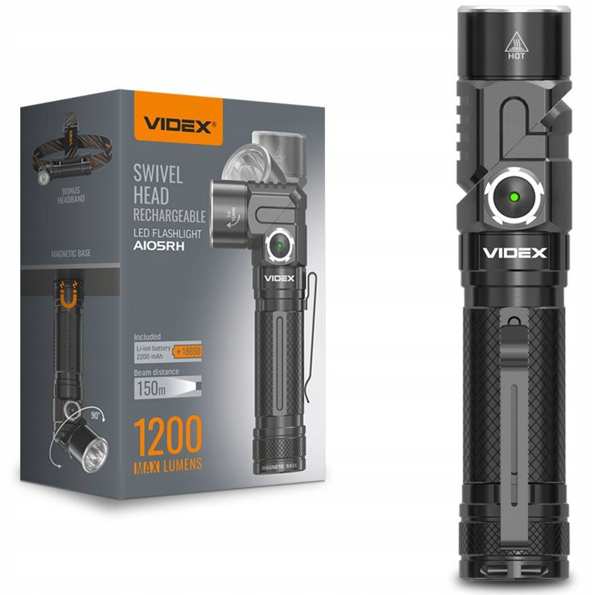 Przenośna latarka Led Videx 1200Lm 5000K 10W Usb-c