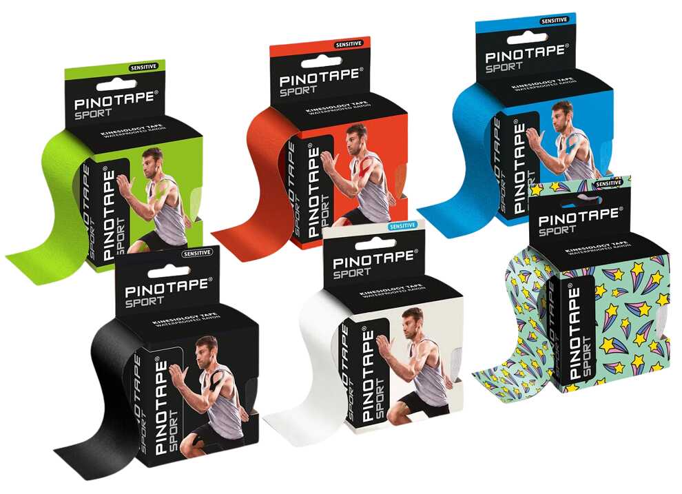 Kinesiology Tape do delikatnej skóry - szybkoschnący materiał, łagodny klej akrylowy (Pino Tape Sensitive)